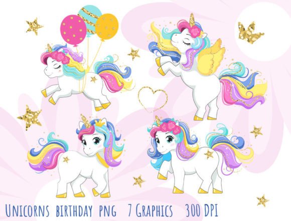 Download Unicorns Birthday Clip Art Png - Birthday Collection