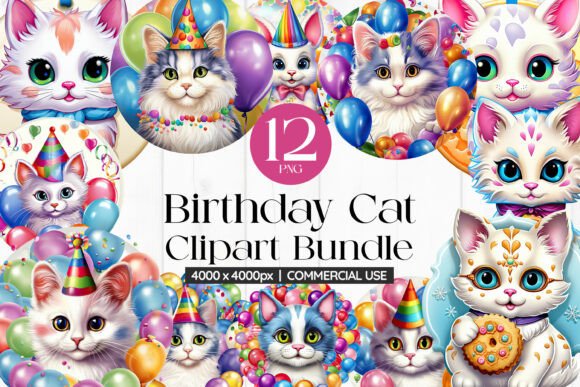 Download Birthday Cat Clipart Bundle - Birthday Collection