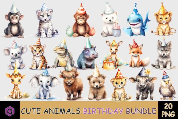 Download Wild Animals Birthday Clipart Bundle - Birthday Collection