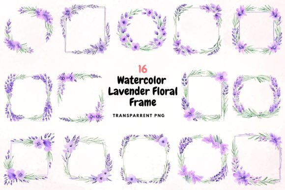 Download Watercolour Lavender Floral Frame PNG - Premium Resources