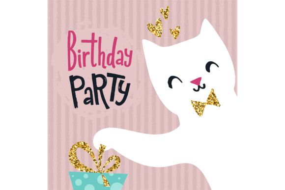 Download Birthday Party Invitation with Cute Cat - Birthday Collection