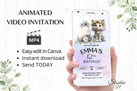 Download Cute Cat Birthday Invite - Birthday Collection