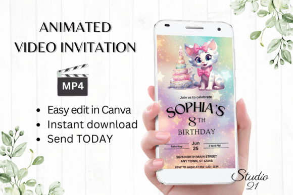 Download Cute Cat Birthday Invitation - Birthday Collection