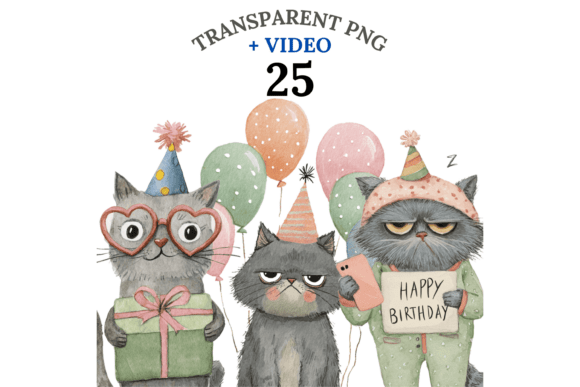 Download 25 Birthday Cat Clipart - Birthday Collection