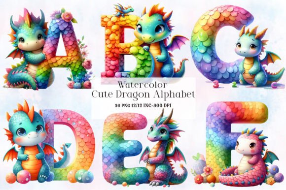 Download Cute Dragon Alphabet - Alphabet Collection