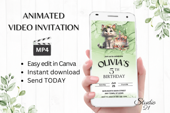 Download Cat Birthday Party Invitation - Birthday Collection
