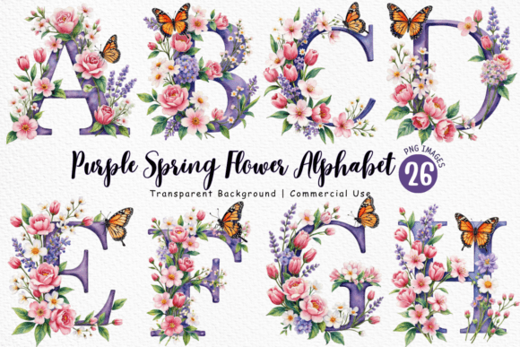 Download Purple Spring Flower Alphabet PNG Bundle - Alphabet Collection
