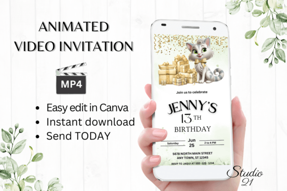 Download Cute Cat Birthday Invitation - Birthday Collection