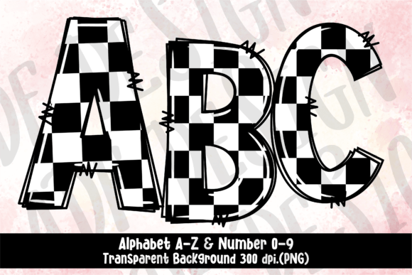 Download Checkered Doodle Alphabet Letters PNG - Alphabet Collection