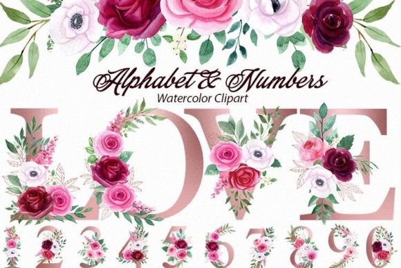 Download Rose Gold Floral Alphabet, Numbers, Png - Alphabet Collection