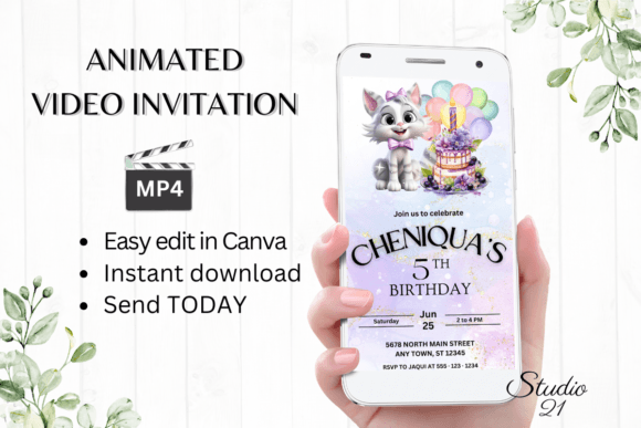 Download Cat Birthday Party Invitation - Birthday Collection