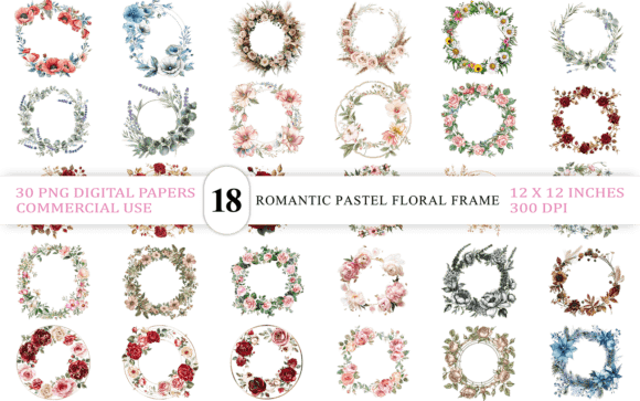 Download Romantic Pastel Floral Frame PNG Set - Floral frame png Collection