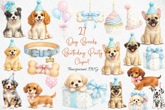Download Dog Breeds Birthday Party Clipart PNG - Birthday Collection
